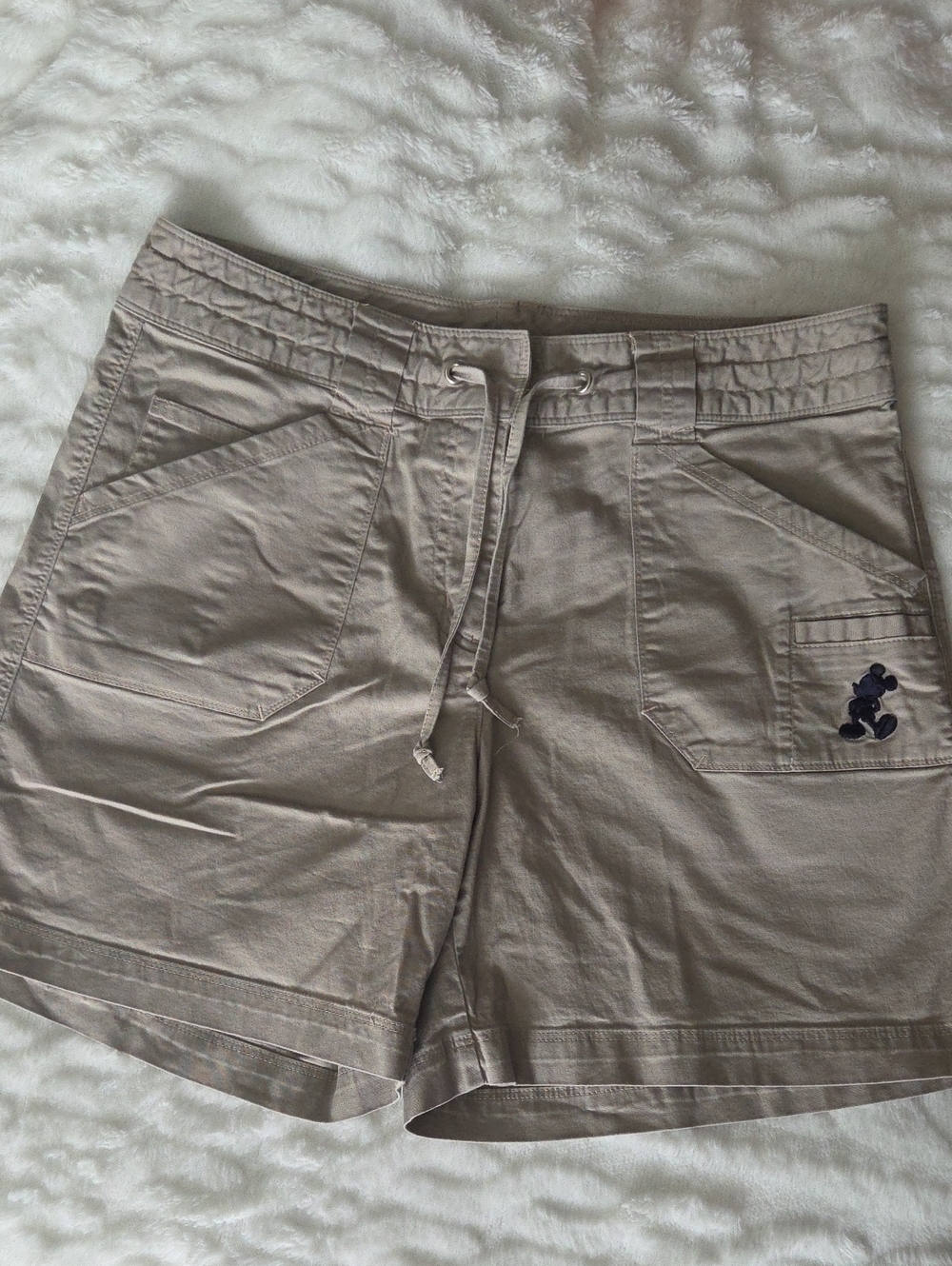 Drawstring Utility Bermuda Shorts in Light Khaki